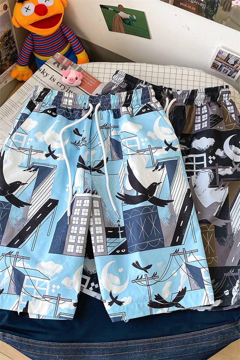 2023夏季新款港风摆拍大码海鸥休闲短裤M-5XHK21205-P25,男装休闲裤,电商A022