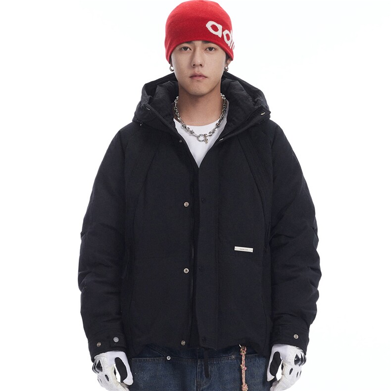 连帽加绒短款潮牌羽绒服连帽外套男士休闲宽松痞帅高街面包服673，男装羽绒服，电商A234