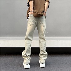 2023新款男装纯色牛仔裤子休闲裤港风宽松N040-P45，男装牛仔裤，星座308B-1