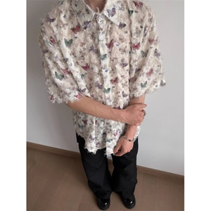 【有货】C161CC-特P42 蝴蝶流苏短袖衬衫男夏季设计感图片