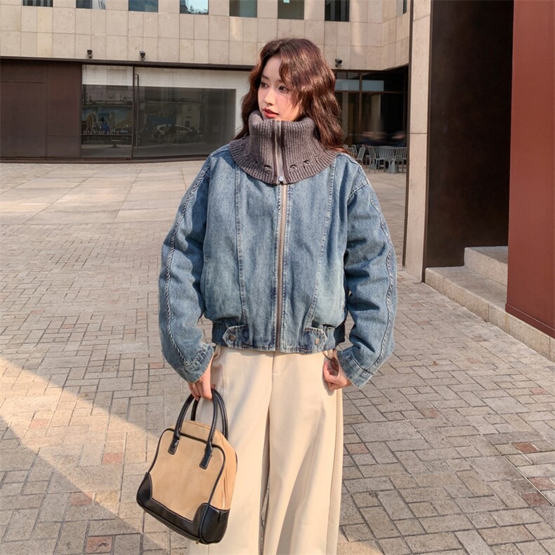 大货已出针织领羽绒牛仔外套2C090-9016-P255-K388,女装短外套,2C090