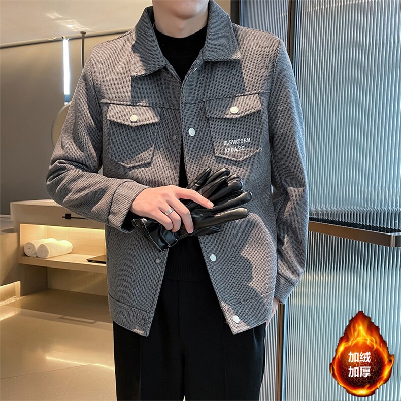 2023秋冬季潮流宽松加棉加厚毛呢大衣夹克外套男N9801-p125控175,男装毛呢大衣,电商D303