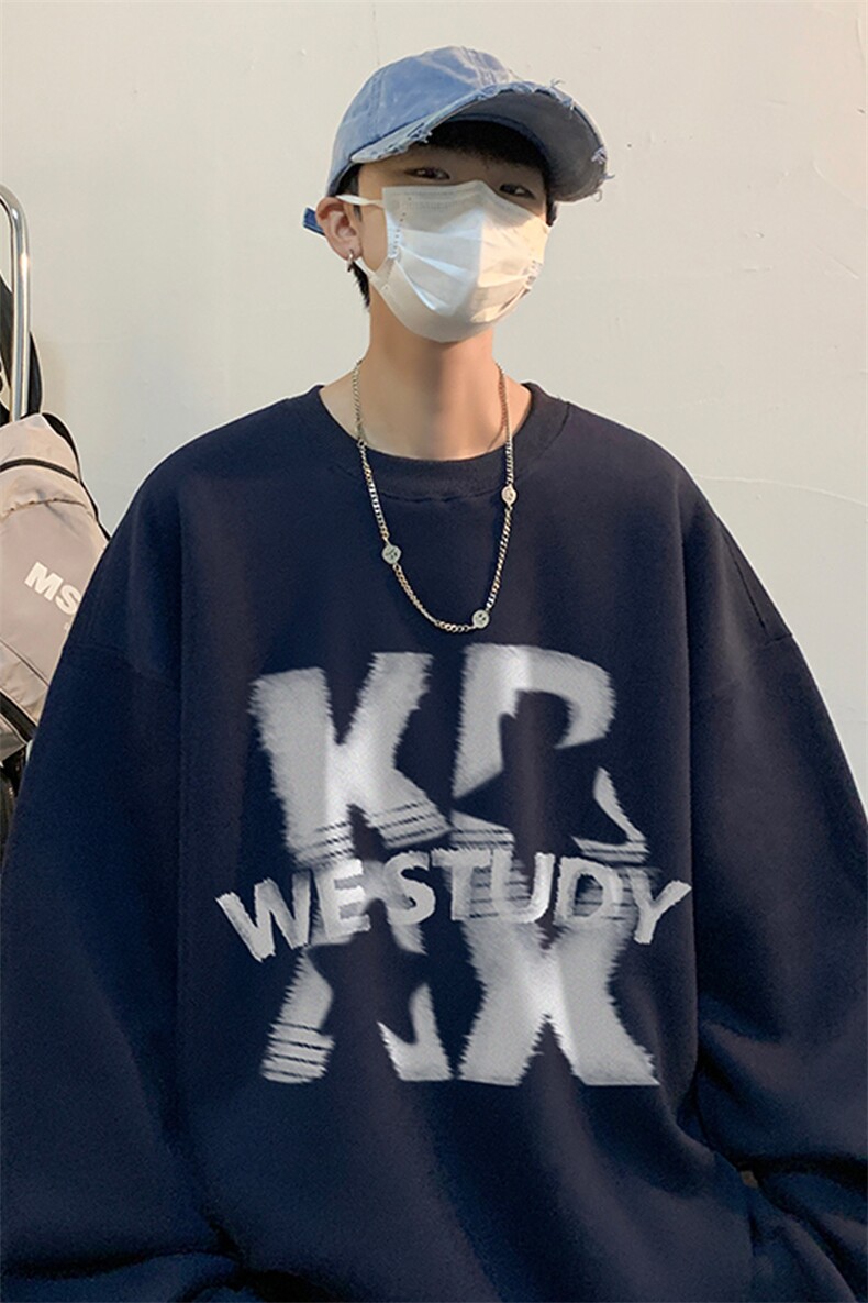 ！圆领卫衣男装港风长袖T恤男外套男WY155-P28,男装卫衣,电商B367