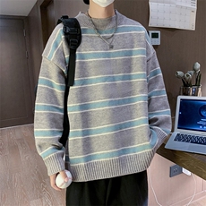 条纹圆领毛衣男款秋冬季男士毛线衣内搭保暖港风打底针织衫M720，男装针织衫/毛衣，星座1116A-1（原606A）