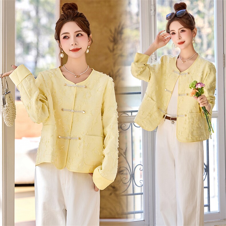 新中式重工剪毛提花外套2025年春秋季新款优雅时尚休闲短款女上衣，女装短外套，润尚靓点