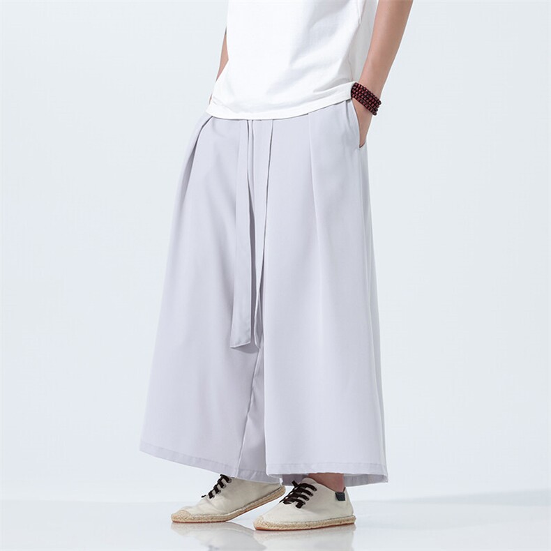 2025夏冰丝凉爽宽松大裤脚阔腿裤风民族风A057-K175-P45,男装民族服装,电商A057B