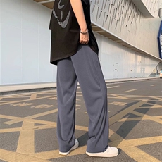 男春季潮流时尚休闲长裤坑条冰丝坠感拖地裤K2206P26，男装休闲裤，星座1116-2