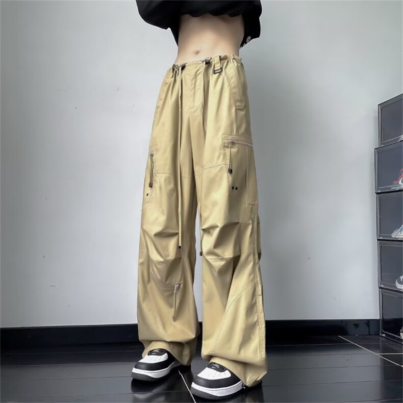 港风街头阔腿工装男秋季2024新款大口袋设计感束脚裤K7503-P58,男装休闲裤,星座512-3