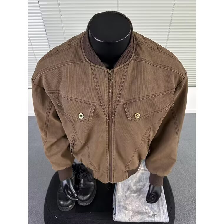 890-P64cleanfit短款工装外套男春秋款潮牌复古美式棒球服,男装T恤,电商B323A