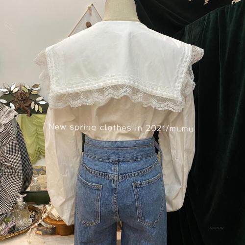 大翻领纯色衬衣，女装，Mu Mu