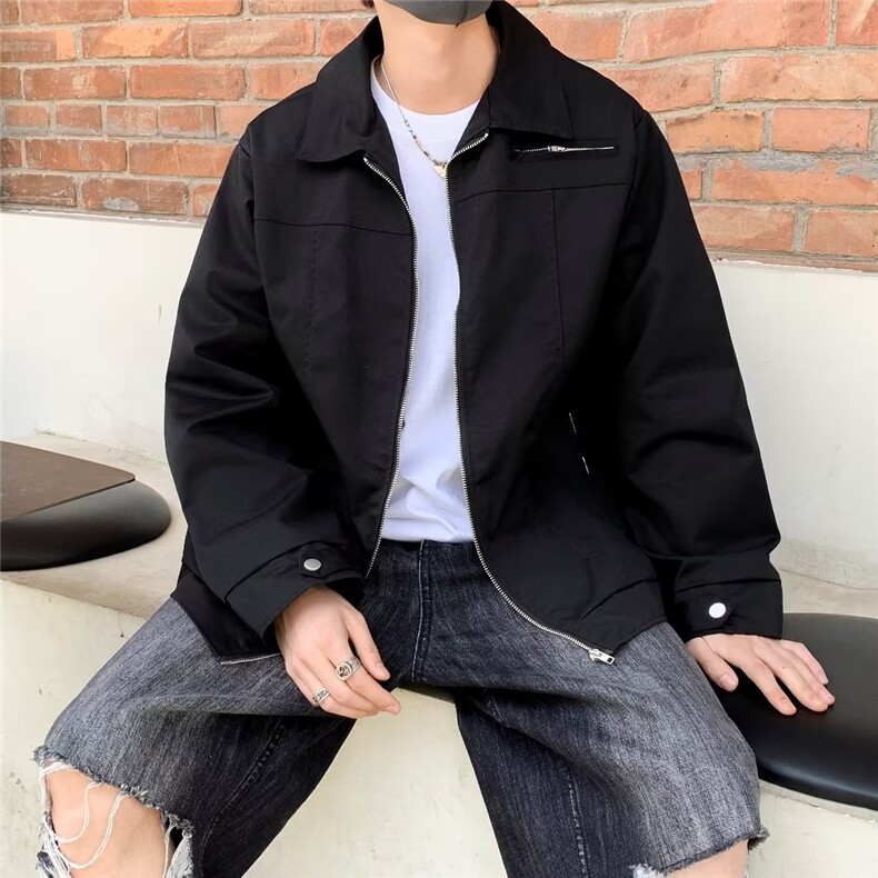 港风春款男夹克衫工装拉链按扣拼接休闲外套JK151P55,男装夹克,星座1013-1