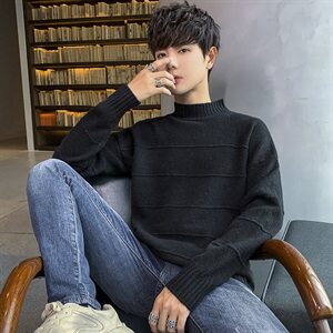 Tim-MY710男士半高领毛衣青年纯色冬季保暖打底线衫韩版潮牌图片