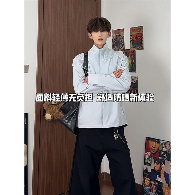 春夏款高品质冰感速干防晒服休闲户外运动外套透气弹力机能风夹克,男装防晒衣,电商A486