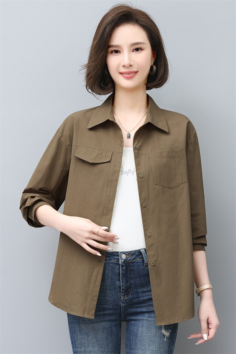 中老年妈妈装衬衫女宽松2025新款春秋洋气休闲衬衣女气质开衫上衣,女装衬衫,曼沙奕珂