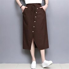 棉麻短裤纯色文艺半身裙2025年夏季显瘦休闲时尚潮流高腰薄，女装半身裙，风姿绰