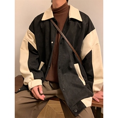 美式复古麂皮绒痞帅小香风夹克秋冬季加厚宽松外套男W6451-P65，男装夹克，星座512-2