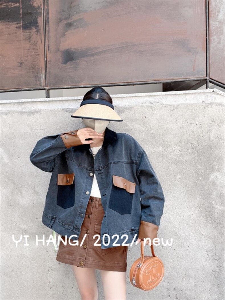 牛仔拼皮外套超，其它，一杭