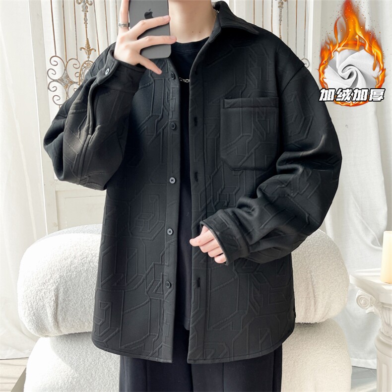 2024冬季新款旋律风车大码加绒长袖衬衫M-5XHC241029-P60,男装衬衫,电商A022