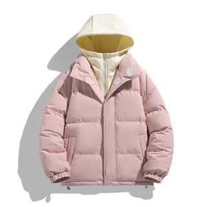 冬季青少年连帽假两件外套加绒加厚休闲简约棉衣棉服5303-P85图片