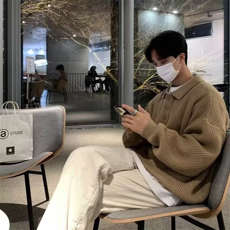 ins轻熟风针织polo衫简约宽松翻领毛衣外套-MC353-网图,男装针织衫/毛衣,星座1002-2