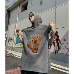 麂皮绒连帽背心坎肩男T恤美式港风JLB441-P30控48图片