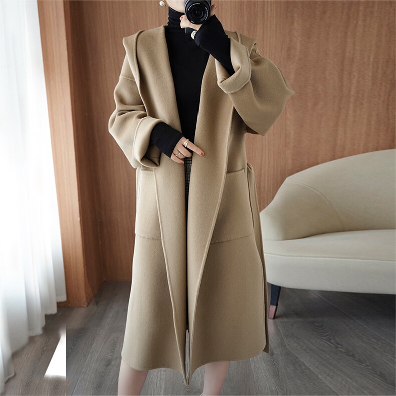 2023秋冬高端双面羊绒大衣女中长款加厚韩版新款羊毛呢外套，女装双面呢大衣，乾庄羊绒