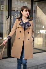 秋装新款上新风衣拼格M一XXXL，女装风衣，拉思维加丝