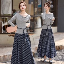 现货现货格子半身裙女收腰2026春装新款超火穿搭一整套裙，女装套装/套裙，伊仟回