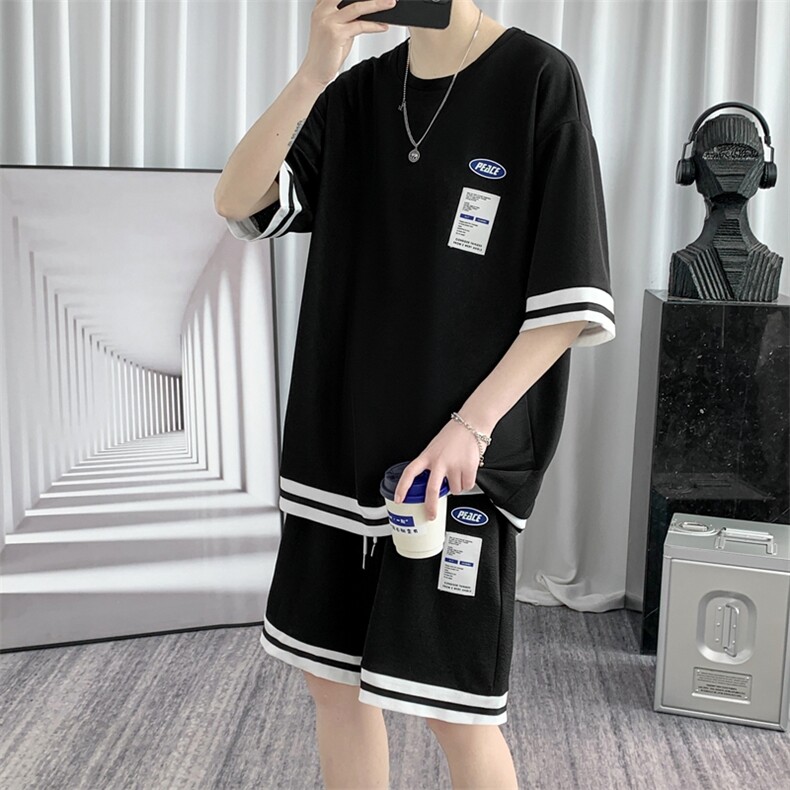 夏季套装潮牌冰丝短袖短裤两件套TZ559P50，男装休闲套装，电商A309