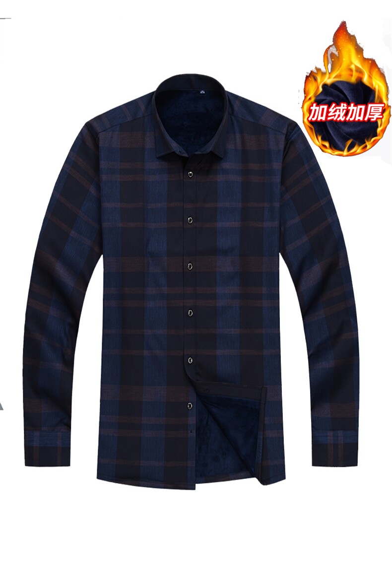 2020冬新款格子加绒保暖衬衫男士加厚衬衣加肥大码XL-9XL1510P95,男装衬衫,星座802