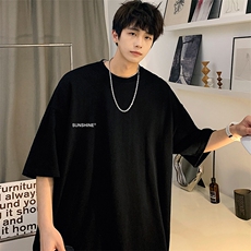 T06常年款男士休闲字母印花T恤衫外套圆领半袖五分袖TEE男女中性，男装T恤，星座115A-3