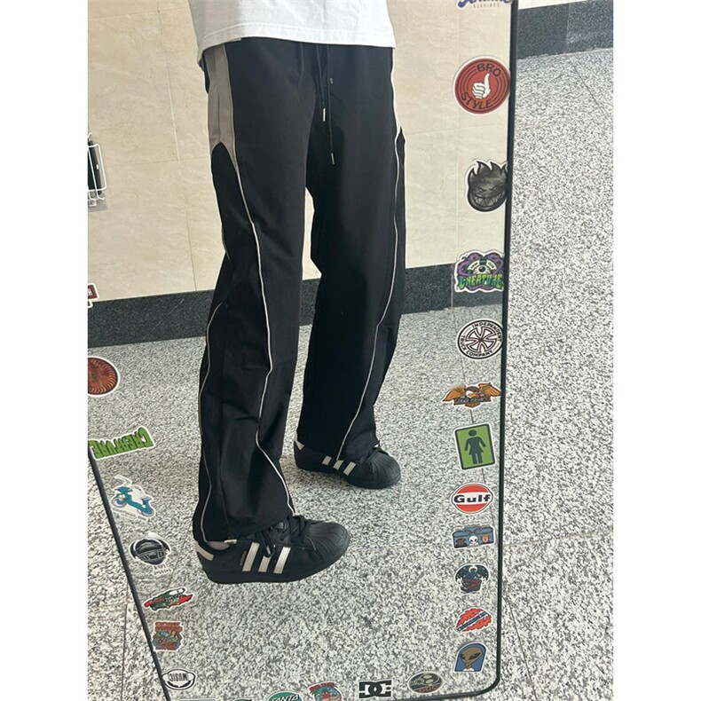 裤子男夏季直筒宽松撞色冲锋裤速干高街运动休闲长裤K943,男装休闲裤,星座1116A（原606A-3）