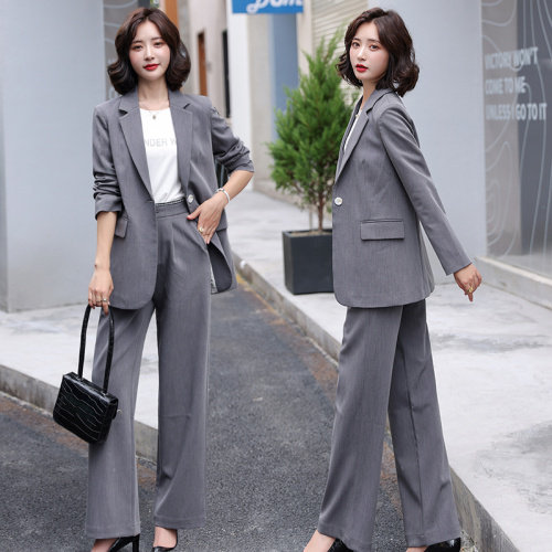 灰色西装外套女职业套装韩版秋2021新款气质小西服女雅佳俏319#图片