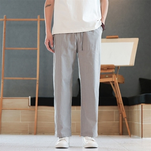 8XL-M亚麻裤男肌理感冰丝薄款休闲裤长裤男宽松百搭情侣裤K919P58图片