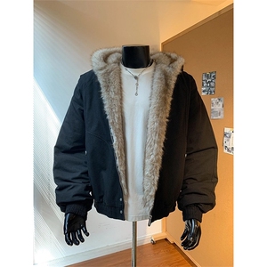 MY23-尺码M-3XL-P95-座山雕现货 韩式高级感超大毛领宽松加厚棉服图片