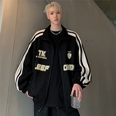 鹿皮绒棒球服外套男24春秋美式复古潮牌情侣夹克冲锋衣JK108-P78，男装夹克，电商C307A
