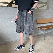2025夏季新款时尚牛仔五分裤潮流宽松休闲短裤A125-DK12-P38，男装牛仔裤，电商A125