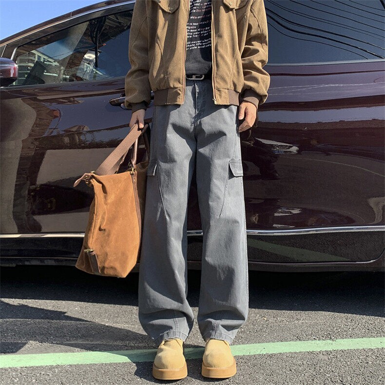 25年春纯棉洗水休闲裤宽松工装裤外景模图现货C323-1-C7809-TP55，男装休闲裤，电商C323-1