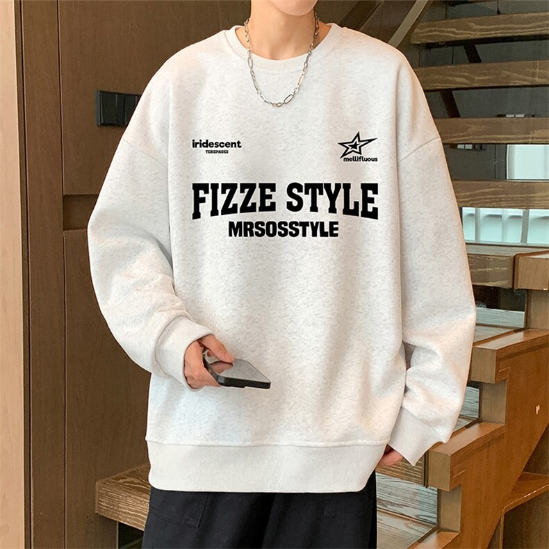 W562P35加绒45美式重磅圆领卫衣男套头上衣长袖潮牌ins休闲外套,女装短外套,星座304A-1
