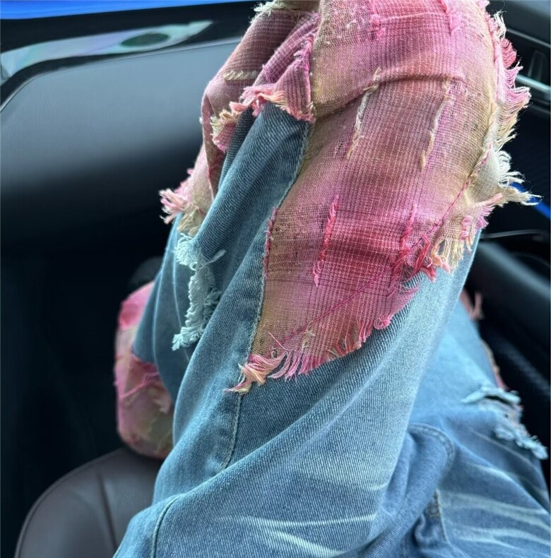 高街复古贴布刺绣喇叭牛仔裤男街头嘻哈宽松显瘦长裤AM400P55,男装牛仔裤,星座1013-5