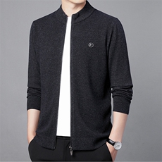 CM61060钱塘2020-2中年商务休闲男士冬季厚款开衫拉链羊毛衫P155，男装针织衫/毛衣，钱塘207-2