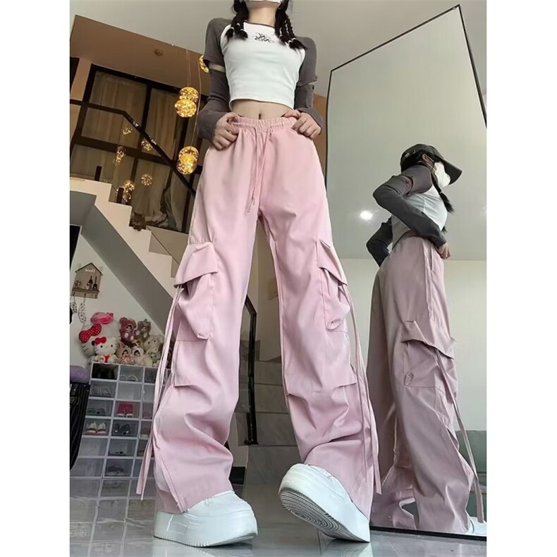 美式复古工装裤男女阔腿裤拖地裤设计感工装裤子AK798-P35加绒45,男装休闲裤,星座1008