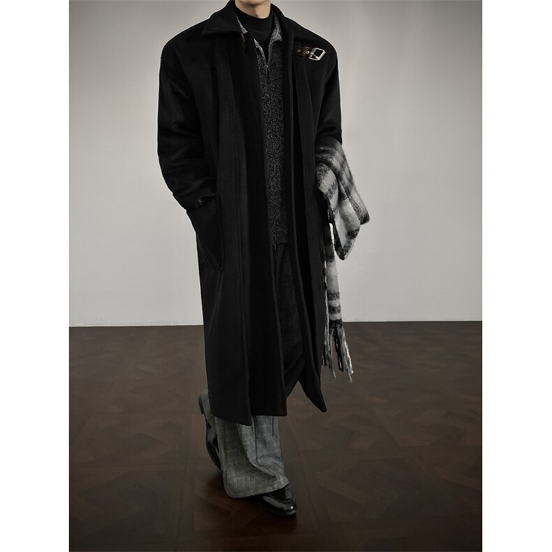 517A-8-Y86-P128冬季韩版老钱风复古毛呢大衣长款加厚加棉外套，男装毛呢大衣，星座517A-8（原B282）