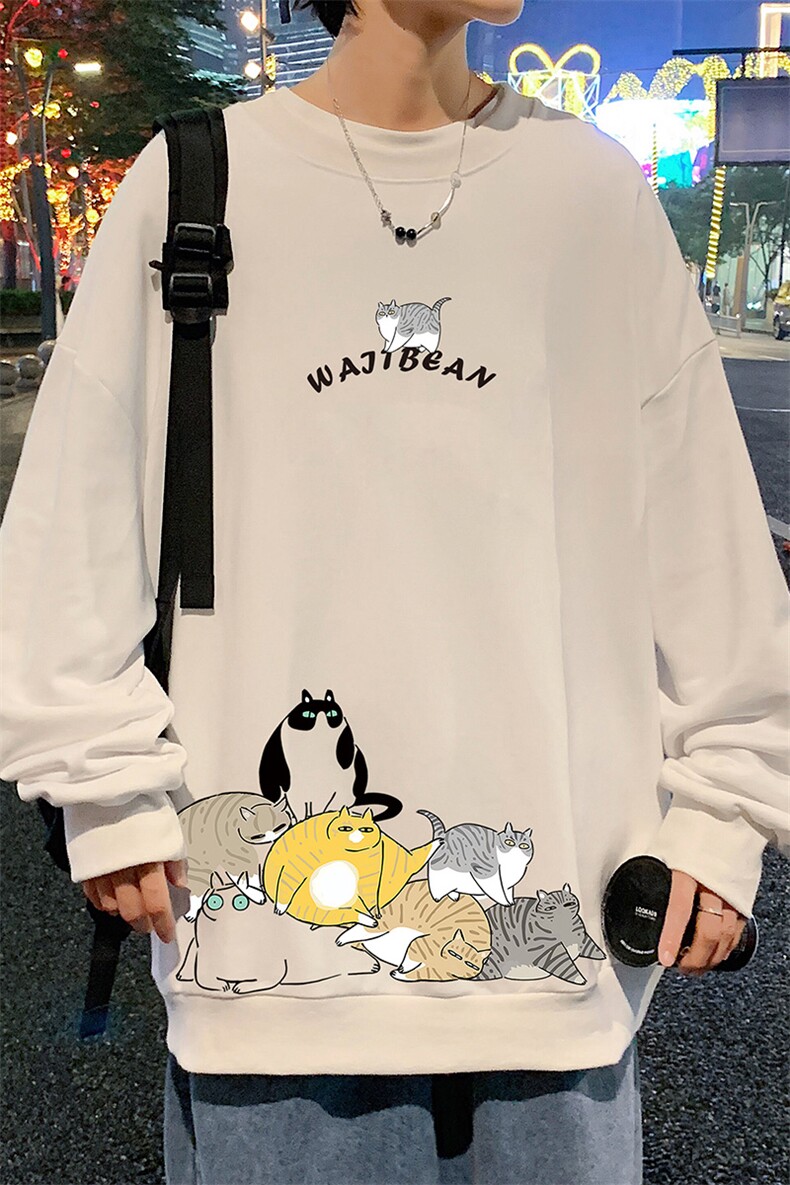 S6155-P28加绒款-P33秋季圆领卫衣男大码韩版宽松长袖外套,男装卫衣,电商A040
