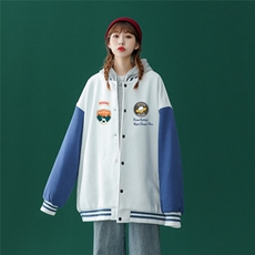 中性风2023秋季新品卡通印花百搭宽松夹克情侣棒球服G87P65控78，男装夹克，A247A