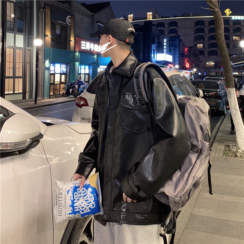 2024年春秋潮流宽松皮衣男机车服青年皮夹克PU皮外套-JK043-p60,男装夹克,星座601-2