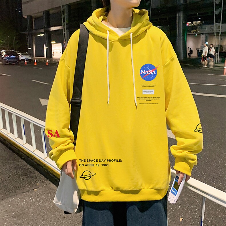 WY2243-P35纯棉连帽卫衣男大码运动帽衫宽松薄外套男NASA,男装卫衣,电商A040