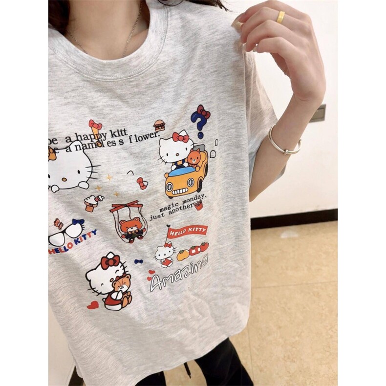 H0727-P30宽松休闲2026新款夏季短袖印花t恤女图片
