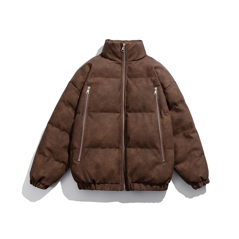 1白底PU皮复古做旧双侧金属拉链夹克加棉棉衣男MY77092P130控198，男装夹克，星座226-2