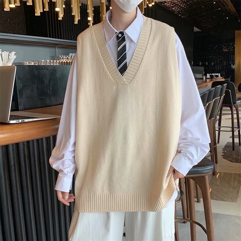 学院风V领毛衣男宽松休闲针织背心韩版潮流ins秋装马甲M127-P30,男装背心/马甲,星座512-2